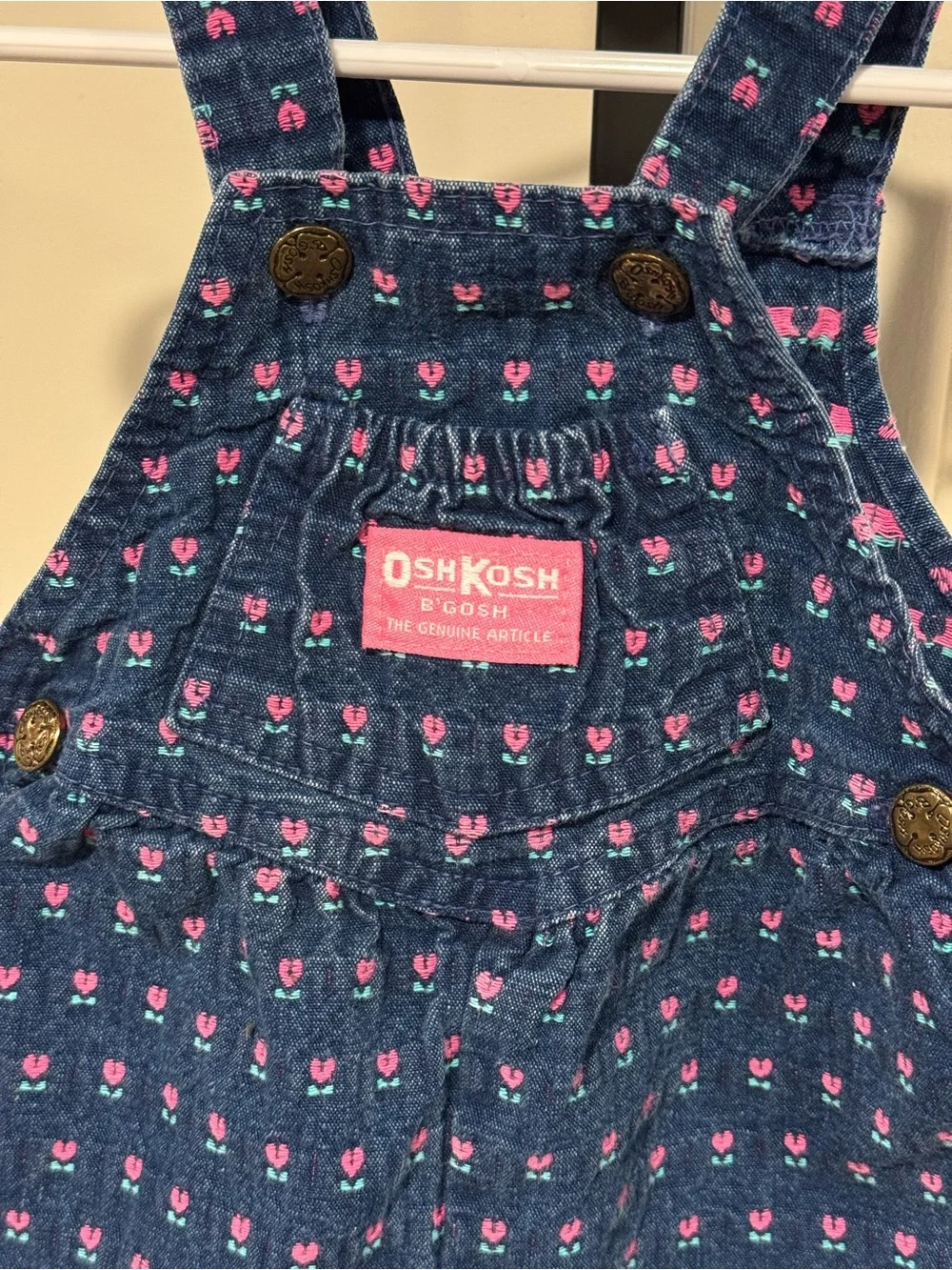 OshKosh B'gosh Fenim Floral Baby Overalls Infant Vintage 6-9mo